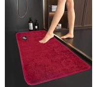 Soft Microfiber Non Slip Mat Shaggy Bathroom Rug, Super Absorbent Machine Washable Bath Mat | Quick Dry Carpet, Great for Bath, Shower, Bedroom, Door Mat, Burgundy - 50 x 80 cm