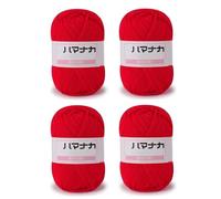 Soft Milk Cotton Crochet and Knitting Yarn, 25g Ball Set 4 Total 100g Compatible with Knitting Needles Size 9 and Crochet Hook 4 Ideal Craft Yarn for Beginners Dolls Hats Scarf (11# Red 4pcs-100g)