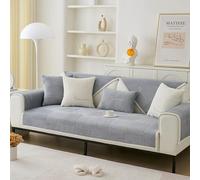 Soft Milk Fleece Sofa Covers All-Seasons, Non-Slip Sofa Cover 1 2 3 4 Seater Couch Covers for Living Room Dogs Cat Pet(Grey,90x320cm)