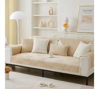 Soft Milk Fleece Sofa Covers All-Seasons, Non-Slip Sofa Cover 1 2 3 4 Seater Couch Covers for Living Room Dogs Cat Pet(Beige,70x180cm)