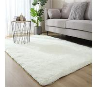 Soft Modern Plush Area Rug Non-Slip Indoor Carpet for Living Room Bedroom Kids Room - Cozy White 140x200cm Fluffy Mat