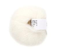 Soft Mohair Knitting Yarn, 25g White Fiber Wool Blend for Crochet | 30% Mohair 20% Wool Blend, Anti-Pilling Cozy Knit, Hand Wash Flat Dry