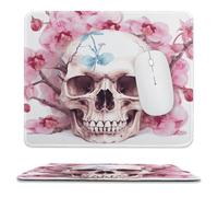 Soft Mouse Mat Human Skull Pink Flowers Printed 25X30Cm, Mouse Pad Non-Slip Desk Mats For Computer Office Pc
