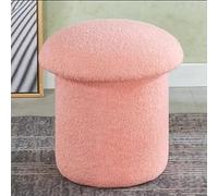 Soft Mushroom Stool - Round Ottoman Footstool with Lamb Wool Fabric Sponge Cushion 36cm/14.1in Ideal for Living Room Bedroom Study Stylish Pink Design.
