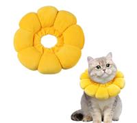 Soft Neck Collar for Cats Lick Protection Cat Collar Adjustable Sunflower Neck Collar Soft Protective Collar Cat with Drawstring Neck Collar for Cats After Surgical Recovery Collar Yellow up to 4 kg