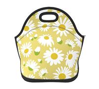 Soft Neoprene Daisy Lunch Tote Bag Lightweight Insulated Reusable Lunch Bag for Outdoor Travel Work School