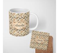 Soft Neutral Bats and Ceramic Mug Large Handle Personalised Custom Name | 11oz Printed Design, Multiple Options, Everyday Drinkware, Vibrant Colour Print, Gift