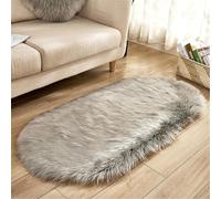 Soft Non-Slip Area Rug for Living Room & Bedroom Modern Oval Plush Carpet Thick Washable Fluffy Rug for Kids' Room (Light Gray 60 x 160 cm)