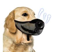Soft Nylon Dog Muzzle, Mesh Muzzle for Small Medium Large Dogs, Breathable Drinkable Adjustable Loop Pets Muzzle, for Anti-Biting Anti-Barking Licking (M,Black)