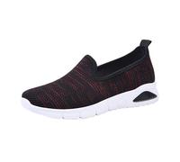Soft Orthopedic Shoes for Women Breathable Woven Walking On Foam Shoes Arch Support Hands In Sneaker Women Business Shoes Black, red, 8 UK