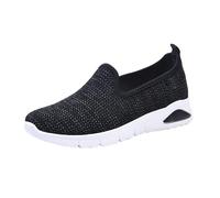 Soft Orthopedic Shoes for Women Breathable Woven Walking On Foam Shoes Arch Support Hands In Sneaker Women Business Shoes Black, black, 8 UK