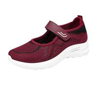 Soft Orthopedic Shoes for Women Breathable Woven Walking On Foam Shoes Arch Support Hands In Sneaker Shoes Women Hiking Shoes, red, 7 UK