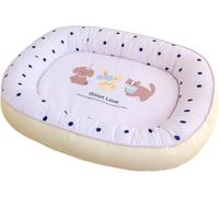 Soft Oval Pet Bed, Raised Rim Cushioned Dog Cat Bed, Washable Cute Plaid
