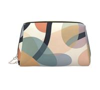 Soft Overlap Circle Print Travel Makeup Bag Large Cosmetic Bag, 3 Internal Organizer Pockets for Essentials