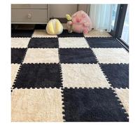 Soft P Foam Floor Mat - Interlocking Non-Slip Puzzle Tiles for Bedroom & Playroom - 12 Pieces Camel & Black Fluffy Carpet Rug