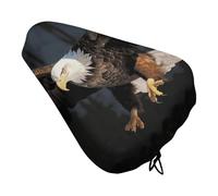 Soft Padded 3D Bald Eagle Bike Seat Cover, Waterproof Comfort Cushion for Men Women with Drawstring, Extra Wide Stationary Bike Seat Cushion Fit for Bicycle Mountain Exercise Road Bikes