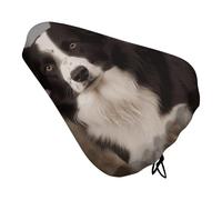 Soft Padded Border Collie Bike Seat Cover, Waterproof Comfort Cushion for Men Women with Drawstring, Extra Wide Stationary Bike Seat Cushion Fit for Bicycle Mountain Exercise Road Bikes