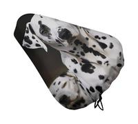 Soft Padded Dalmatian Dog Bike Seat Cover, Waterproof Comfort Cushion for Men Women with Drawstring, Extra Wide Stationary Bike Seat Cushion Fit for Bicycle Mountain Exercise Road Bikes