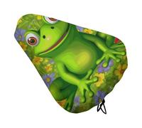 Soft Padded Frog Bike Seat Cover, Waterproof Comfort Cushion for Men Women with Drawstring, Extra Wide Stationary Bike Seat Cushion Fit for Bicycle Mountain Exercise Road Bikes