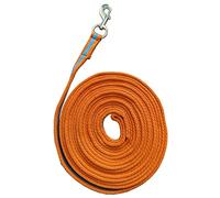 Soft Padded Lunge Line Rein Lead for Horses 27ft Looped Handle Swivel Clip (Orange/Turquoise)