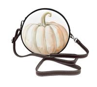 Soft Pale Cream Pastel Pumpkin Women Round Crossbody Bags Leather Sling Bag Purse