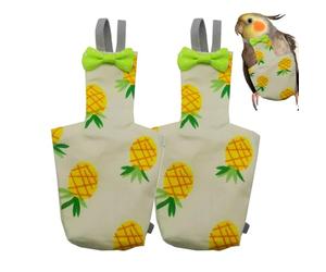 Soft Parrot Diaper | Clothes Reusable Washable Parrot Diaper | 2X Soft Liners Leak-Proof Training Nappy Adjustable, Pet Supplies, Pineapple Print