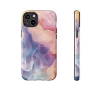 Soft Pastel Abstract Waves - Glossy Tough Case - Compatible with iPhone 14 Plus Purple