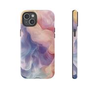 Soft Pastel Abstract Waves - Glossy Tough Case - Compatible with iPhone 15 Plus Purple