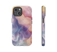 Soft Pastel Abstract Waves - Glossy Tough Case - Compatible with iPhone 15 Purple