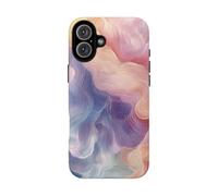 Soft Pastel Abstract Waves - Glossy Tough Case - Compatible with iPhone 16 Plus Purple