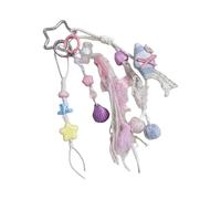Soft Pastel Handcrafted Beaded Star Key Chain Macaroon Tone and Fringe Accent Portable Key Chain Keychain Star Shaped Accessories