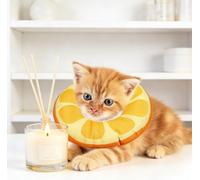 Soft Pet Recovery Cone Collar, Orange Pattern Anti-Bite Lick Collar for Cats and Small Pets