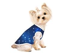 Soft Pet T-Shirt Cute Blue Star Pattern Print Tank Top, Cotton Tees Tank Vest for Small Puppy, Cat & Dog