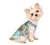 Soft Pet T-Shirt Cute Cartoon World map Print Tank Top, Cotton Tees Tank Vest for Small Puppy, Cat & Dog