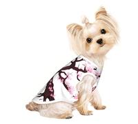 Soft Pet T-Shirt Cute Cherry Blossoms Tree Print Tank Top, Cotton Tees Tank Vest for Small Puppy, Cat & Dog