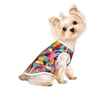 Soft Pet T-Shirt Cute Colorful Pop Art Painting Print Tank Top, Cotton Tees Tank Vest for Small Puppy, Cat & Dog