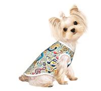 Soft Pet T-Shirt Cute Dancing Musical Symbols Print Tank Top, Cotton Tees Tank Vest for Small Puppy, Cat & Dog
