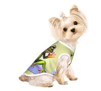 Soft Pet T-Shirt Cute Funny Frog Doing Yoga Print Tank Top, Cotton Tees Tank Vest for Small Puppy, Cat & Dog