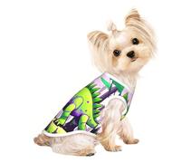 Soft Pet T-Shirt Cute Green Dinosaur Print Tank Top, Cotton Tees Tank Vest for Small Puppy, Cat & Dog