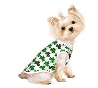 Soft Pet T-Shirt Cute Luck Shamrock Pattern Print Tank Top, Cotton Tees Tank Vest for Small Puppy, Cat & Dog