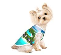 Soft Pet T-Shirt Cute Maldives Scenery Print Tank Top, Cotton Tees Tank Vest for Small Puppy, Cat & Dog