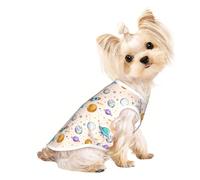 Soft Pet T-Shirt Cute Rocket Ship & Planets Print Tank Top, Cotton Tees Tank Vest for Small Puppy, Cat & Dog