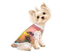 Soft Pet T-Shirt Cute Tropical Island Sunset Print Tank Top, Cotton Tees Tank Vest for Small Puppy, Cat & Dog