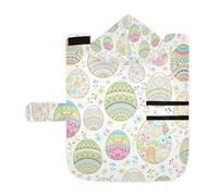 Soft Pet Towel Coat for Dogs Cats, Bath Robe Absorbent Bathrobewith Hood Adjustable Collar & Belly Strap, M Happy Easter Day Pattern with Seamless Colorful Eggs on White