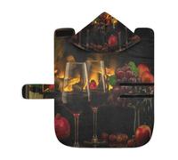 Soft Pet Towel Coat for Dogs Cats, Bath Robe Absorbent Bathrobewith Hood Adjustable Collar & Belly Strap, S Romantic Dinner with Wine and Grapes on Dark Valentines Christmas