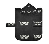 Soft Pet Towel Coat for Dogs Cats, Bath Robe Absorbent Bathrobewith Hood Adjustable Collar & Belly Strap, S Closeup Head Peeking Siberian Husky Dog on Dark Style