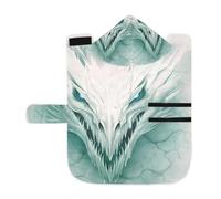 Soft Pet Towel Coat for Dogs Cats, Bath Robe Absorbent Bathrobewith Hood Adjustable Collar & Belly Strap, M White Ice Dragon in White Stone Digital Painting Ripped Pattern
