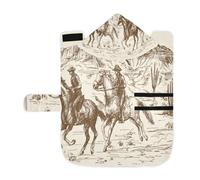 Soft Pet Towel Coat for Dogs Cats, Bath Robe Absorbent Bathrobewith Hood Adjustable Collar & Belly Strap, S Brown Retro American Wild West Desert Horse with Cowboy
