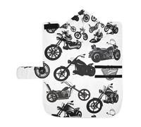 Soft Pet Towel Coat for Dogs Cats, Bath Robe Absorbent Bathrobewith Hood Adjustable Collar & Belly Strap, M Black Motorcycle Silhouette Set from Different Perspectives