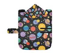 Soft Pet Towel Coat for Dogs Cats, Bath Robe Absorbent Bathrobewith Hood Adjustable Collar & Belly Strap, M Colorful Galaxy Space Planets with Stars on Dark Black